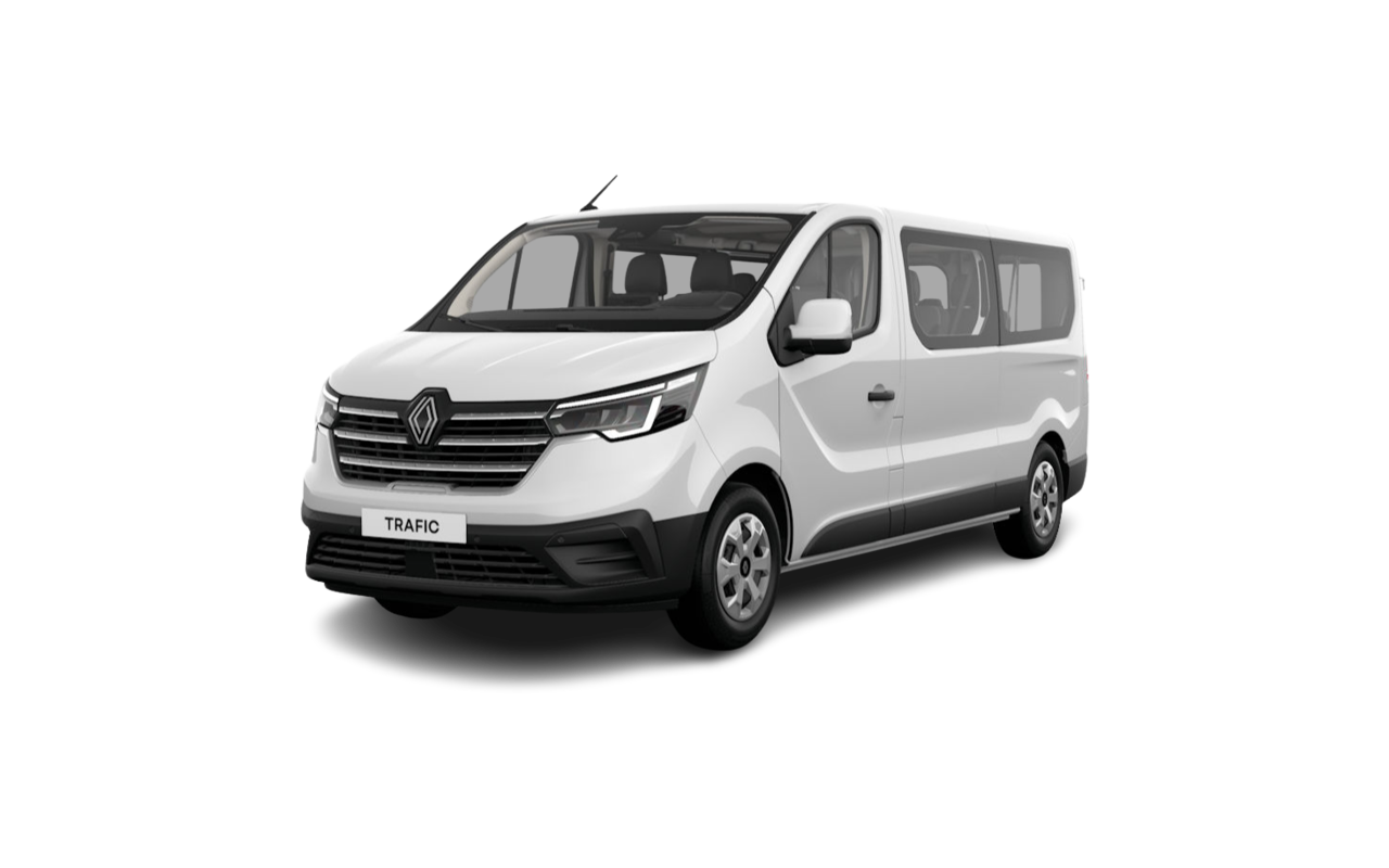 Biały Renault Trafic Combi 9-osobowy – bus na wynajem we Wrocławiu, prawo jazdy kat. B, Rent2Ride